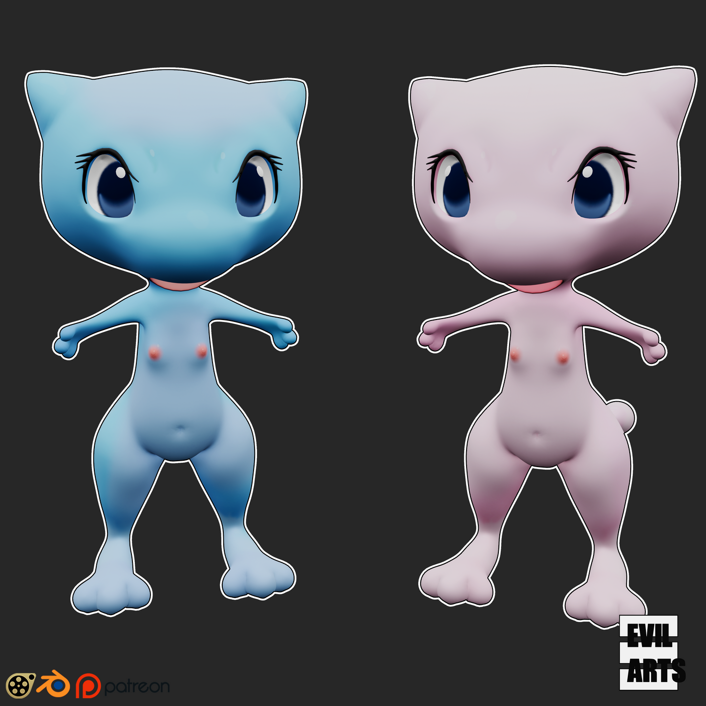 Mew (Blender, SFM+STL) **Full Version**